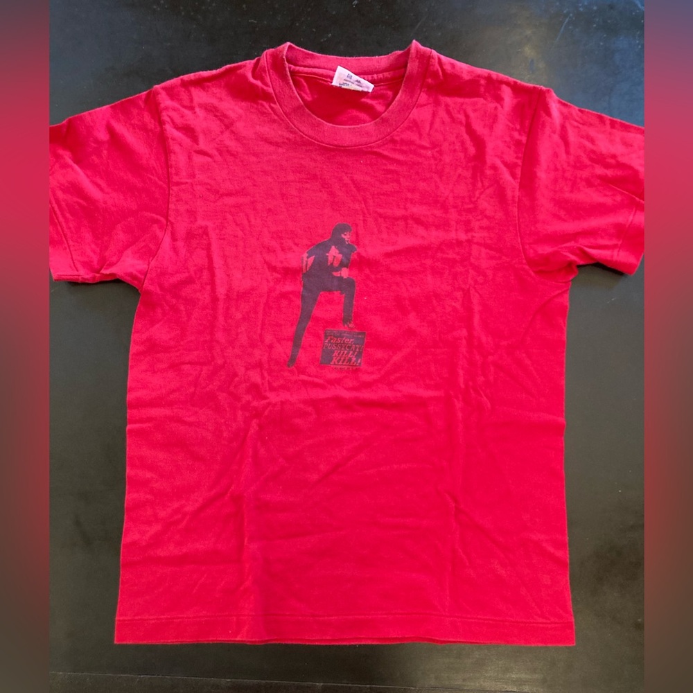 Hanes Vintage Red Single Stitch T-Shirt with Black Graphic Kill Bill
